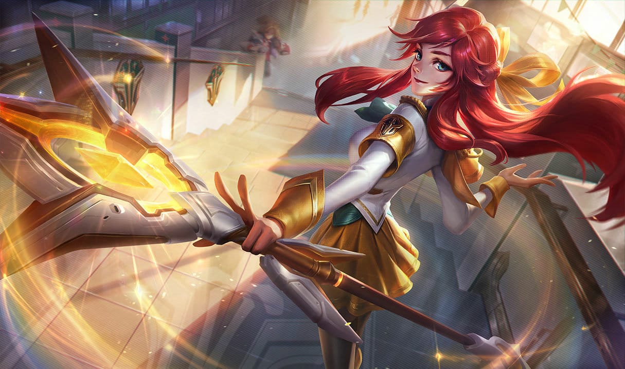 Battle Academia Skin is one of the Best LoL Lux Skins with Gold Skirt and Red Hair