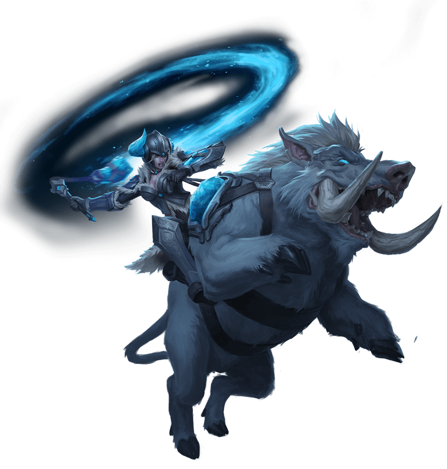 Sejuani Charging with Ice Powers on Boars Back