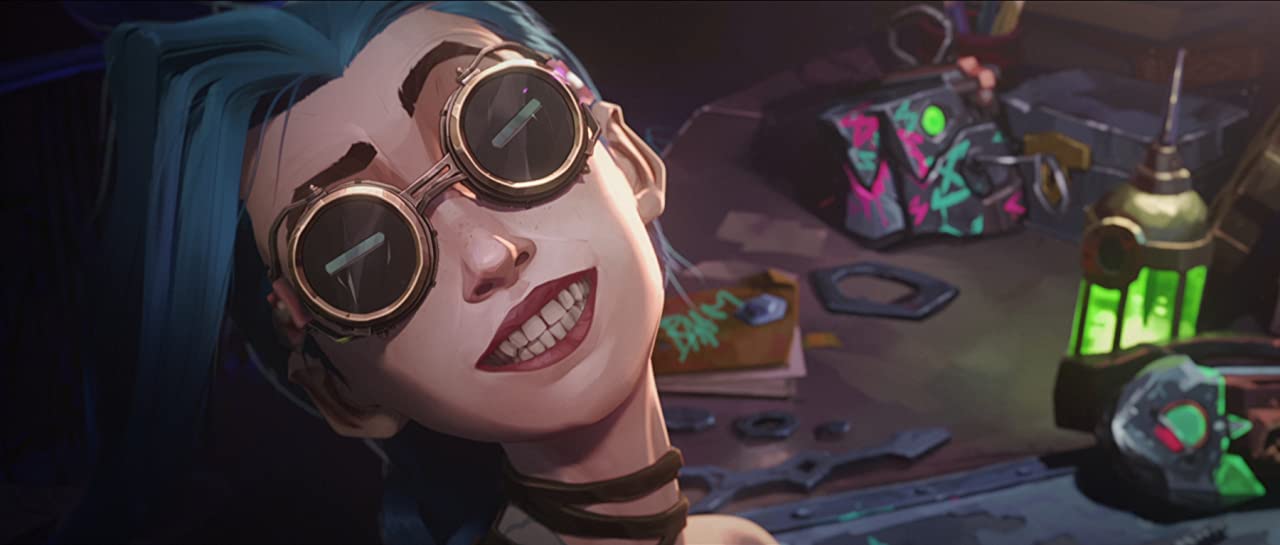 Jinx from Arcane with a Crazy Smile